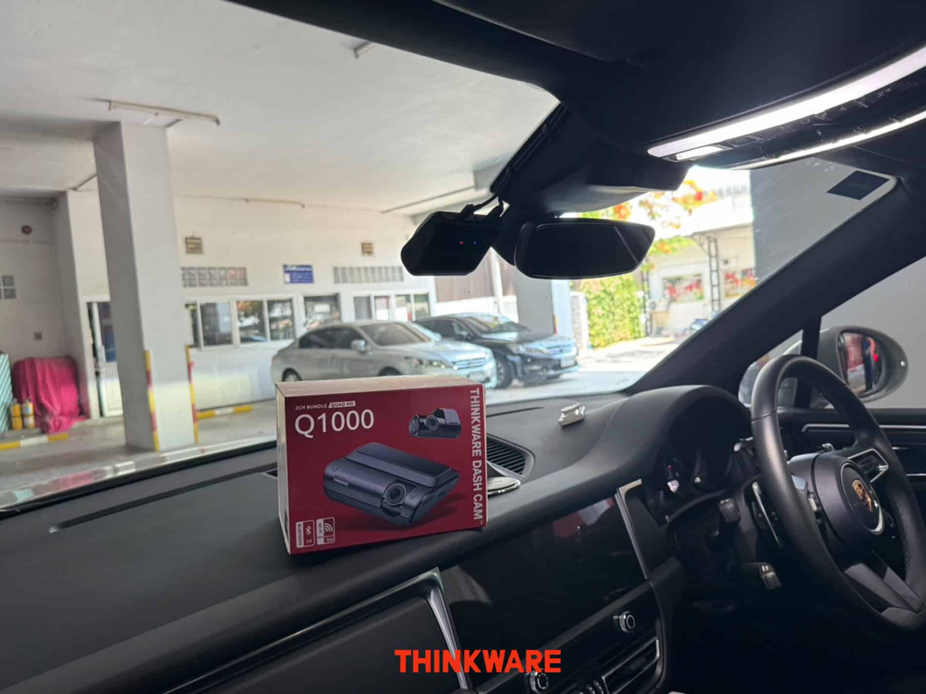 กล้องติดรถยนต์ กล้องบันทึกเหตุการณ์ Thinkware Q1000 ติดตั้งใน PORSCHE MACAN พร้อม OBD